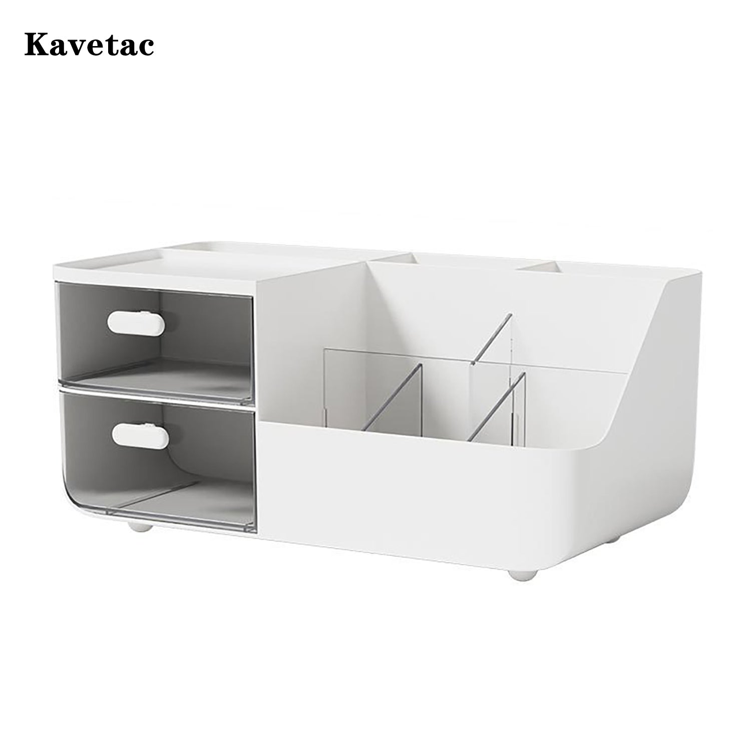 KAVETAC Desk Storage Sets, 8-Compartment Plastic Caddy Set for Stationery, Cosmetics & Small Desk Items