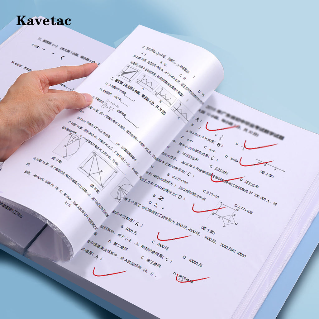KAVETAC Plastic Adhesive File Folder, A4 Clear Document Organizer with 40 Pockets