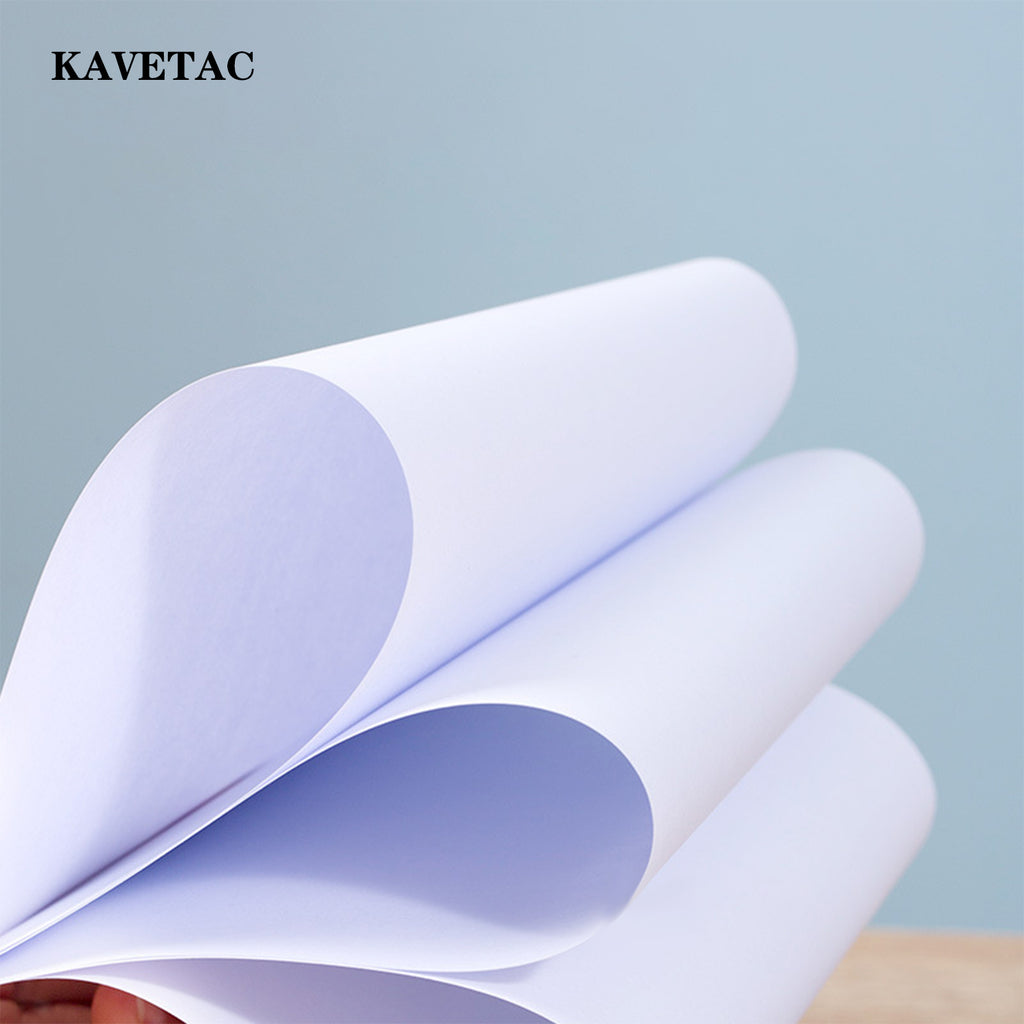 KAVETAC Premium Printable Vinyl Sticker Paper for Inkjet and Laser Printer - 100 White Matte Sticker Paper Waterproof - Excellent Adhesion Paper 8.5 x 11, Fast Dry, Holds Ink Well, Great for Cutting Machines