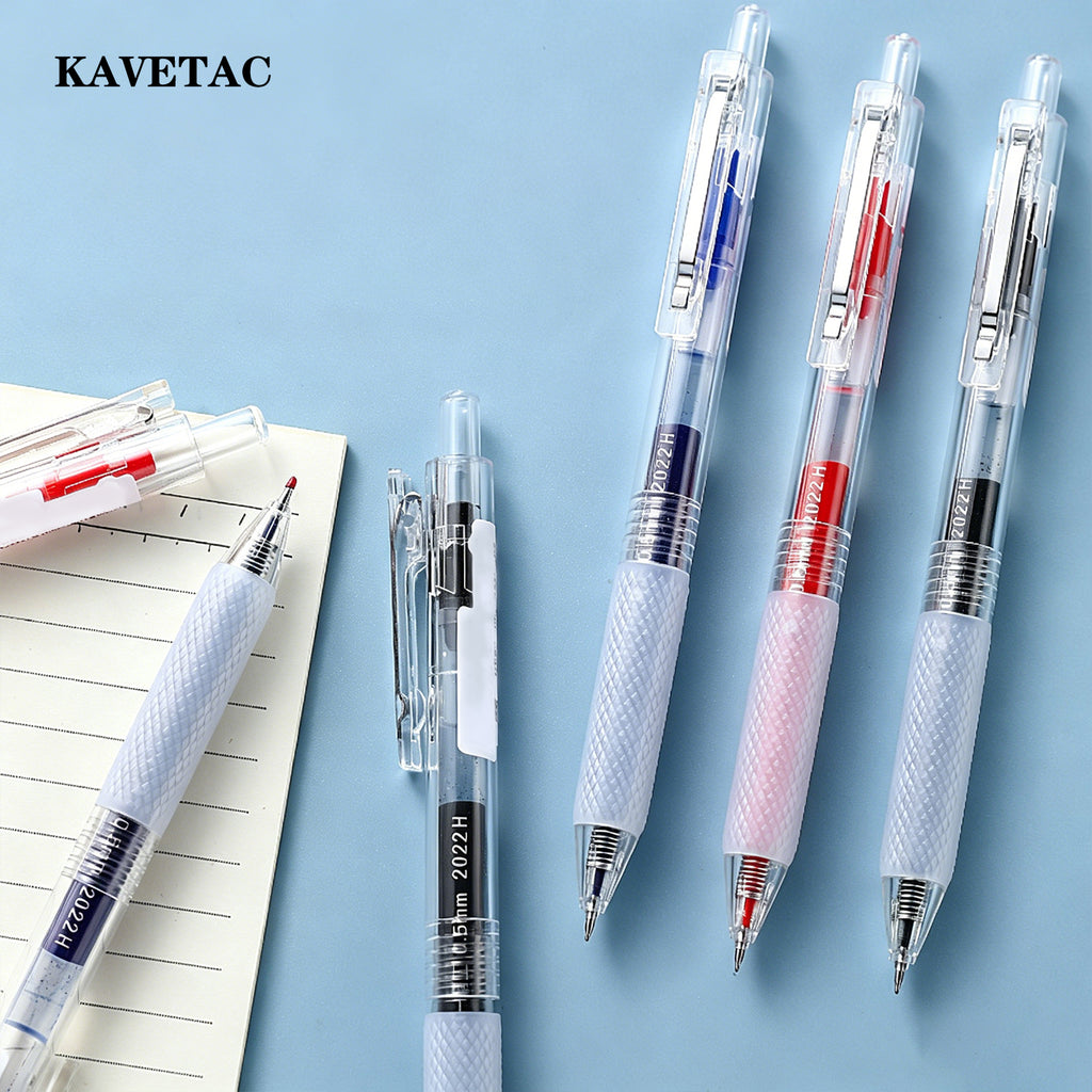 KAVETAC Pens, 10-Pack Retractable Gel Pens with 3 Colors, Large Ink Capacity Non-Slip for Exams & Note-Taking