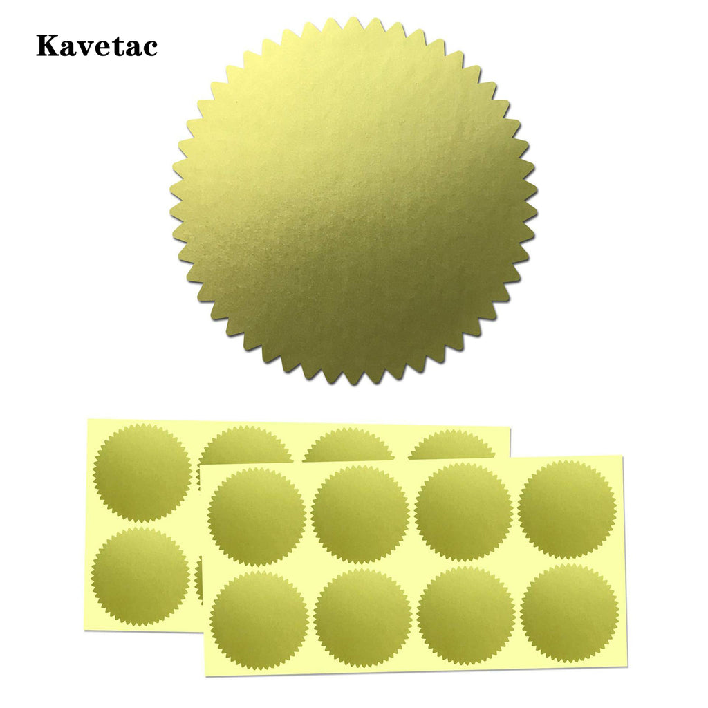 KAVETAC Round Gold Foil Stickers, 2" Self-Adhesive Seals (25 Sheets, 200 Labels)