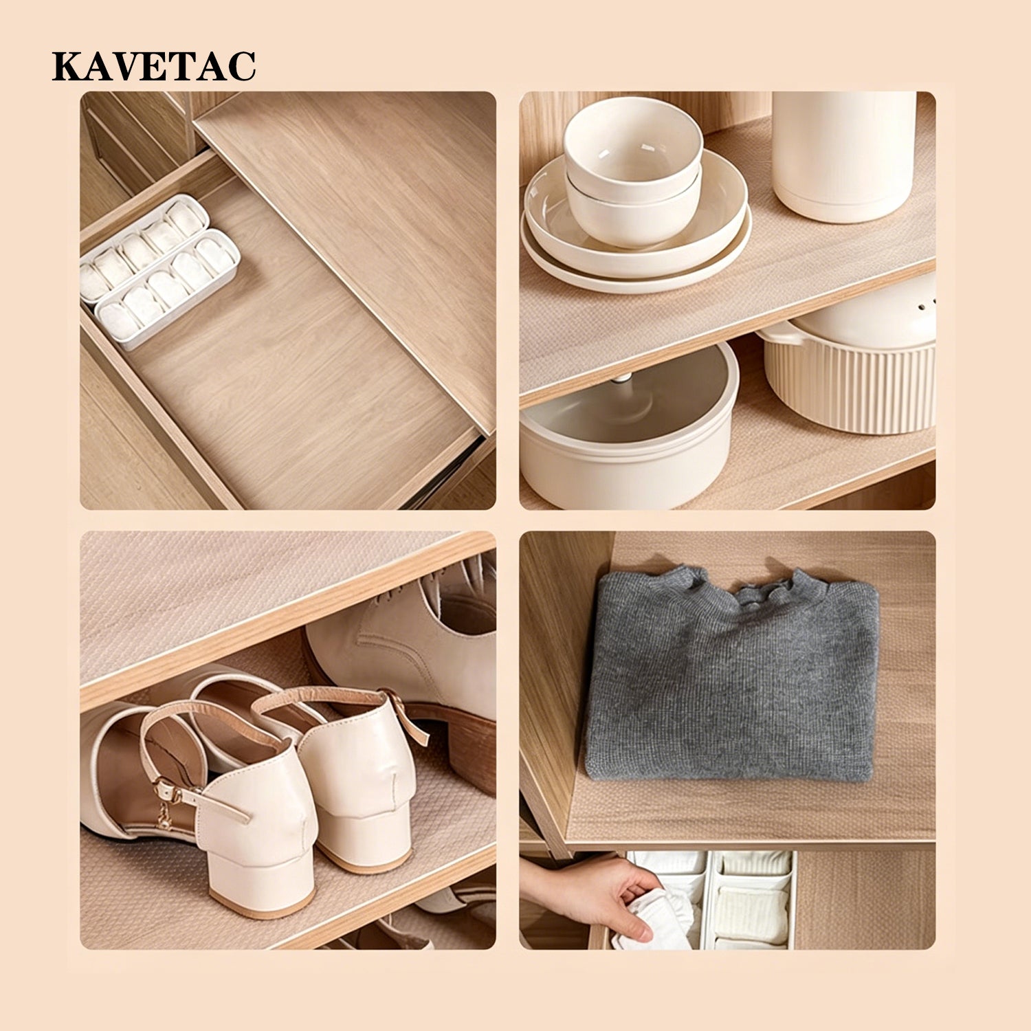 KAVETAC Shelf Liners Drawer Liner for Kitchen Cabinets Self-Adhesive Non Slip, Refrigerator Mats for Shelves, EVA Plastic Cupboard Protector, Waterproof Lining (Clear Dot, 10 in x 20 ft)