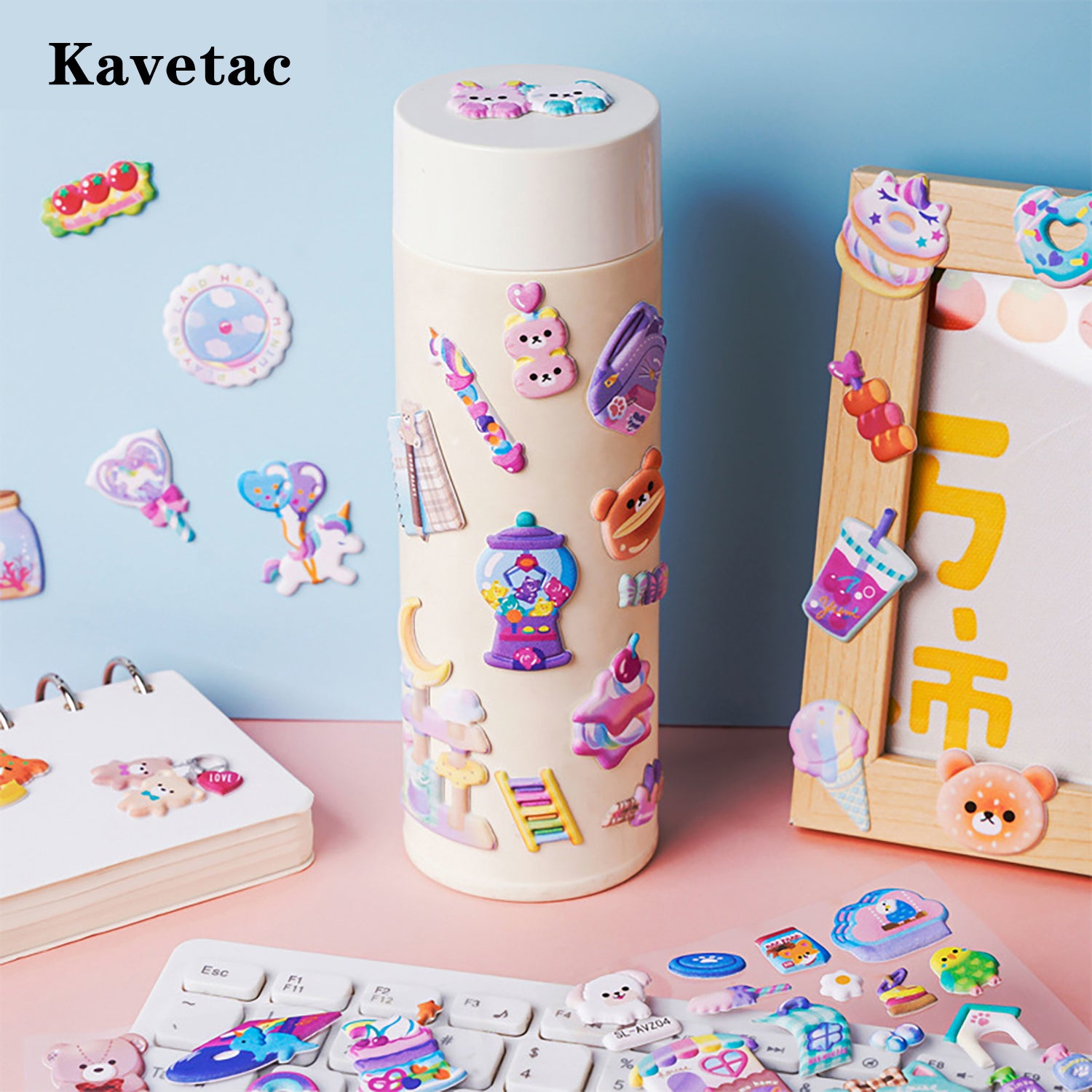 KAVETAC 2 Sheets of 3D Decals for Any Surface Waterproof Removable
