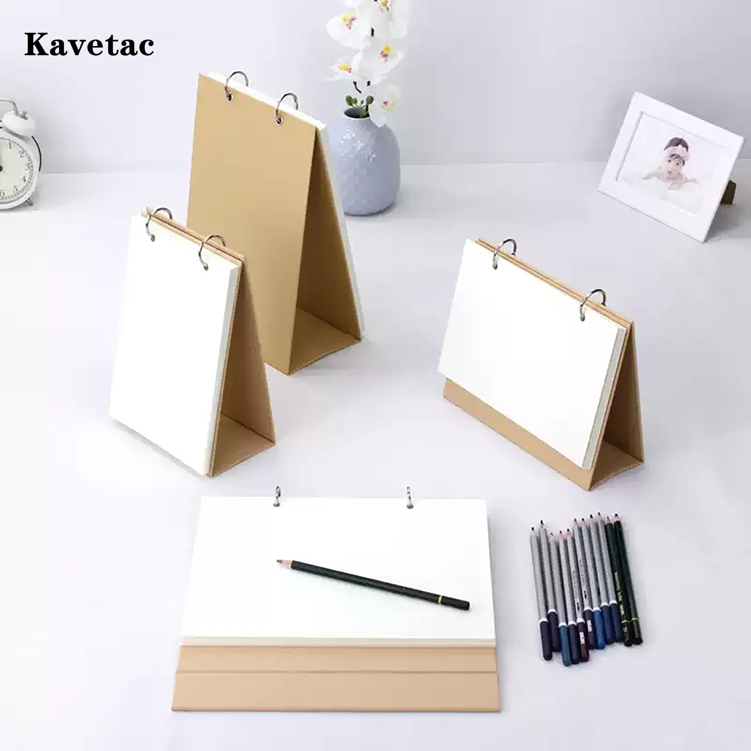 KAVETAC 12x12cm Universal Blank Calendar Refills, 30 Sheets Pre-Punched Pages for Ring-Bound Calendars
