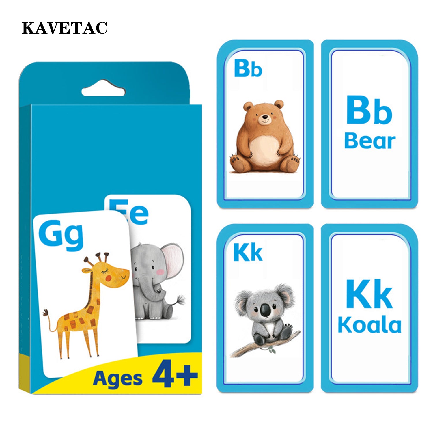 KAVETAC Early education vocabulary cards featuring English words for animals