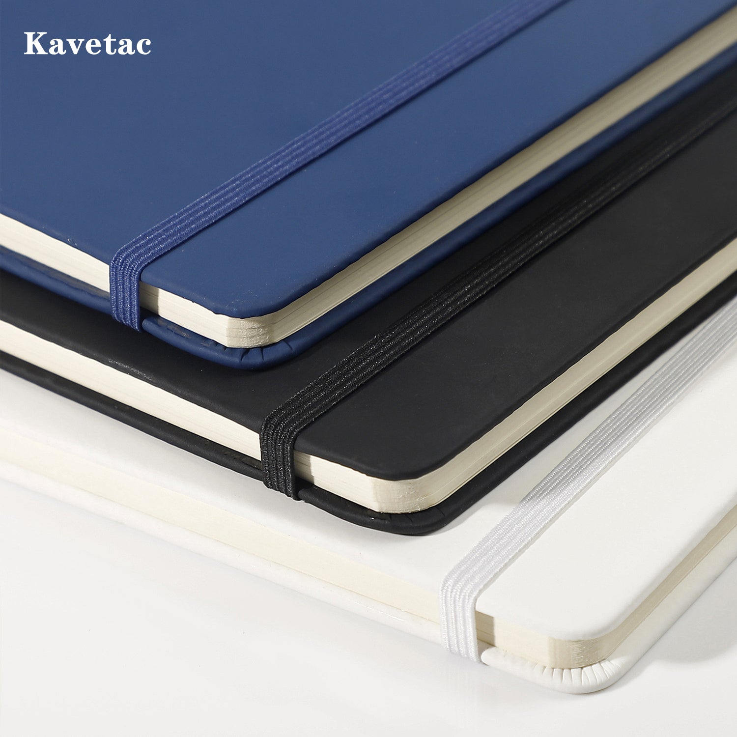 KAVETAC A5 Hardcover Copybooks, 200 Pages (100 Sheets) Lined Journal with Elastic Band, 145x210mm