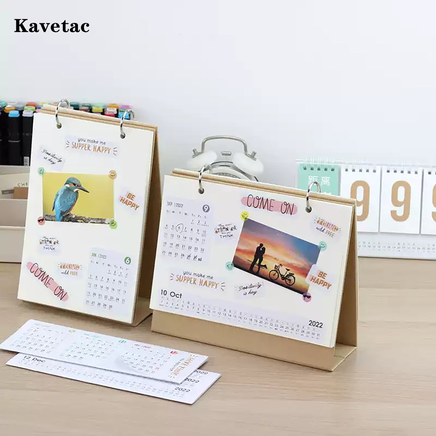 KAVETAC 12x12cm Universal Blank Calendar Refills, 30 Sheets Pre-Punched Pages for Ring-Bound Calendars