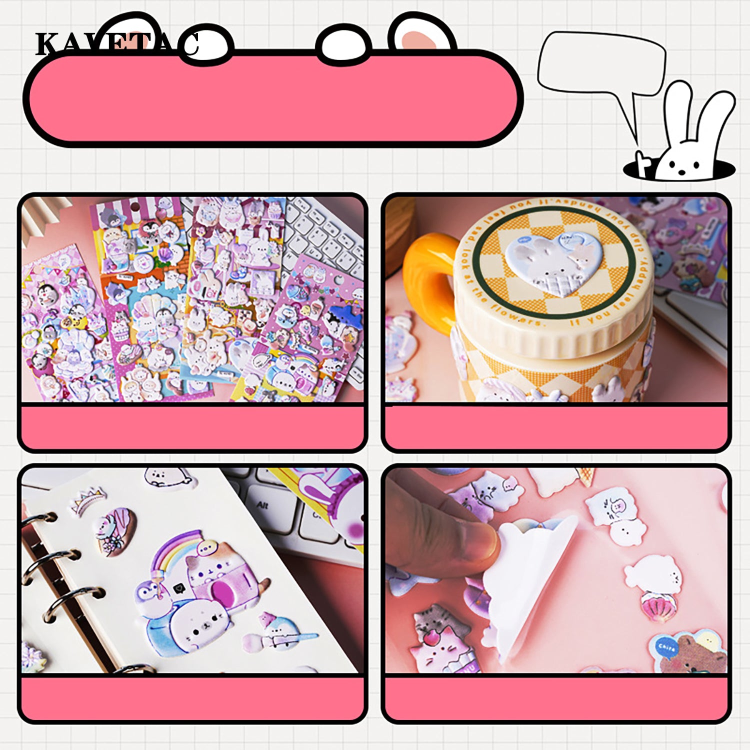 KAVETAC 2 Sheets of 3D Decals for Any Surface Waterproof Removable