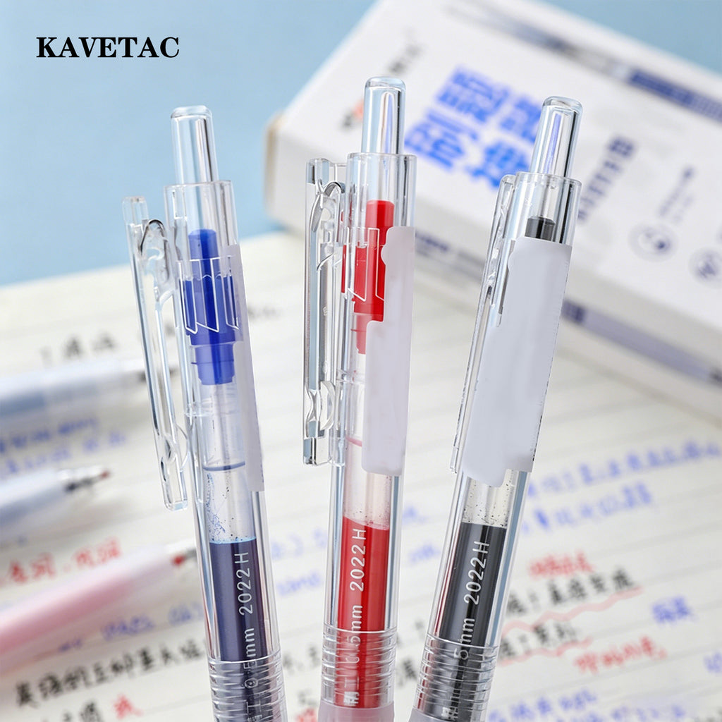 KAVETAC Pens, 10-Pack Retractable Gel Pens with 3 Colors, Large Ink Capacity Non-Slip for Exams & Note-Taking