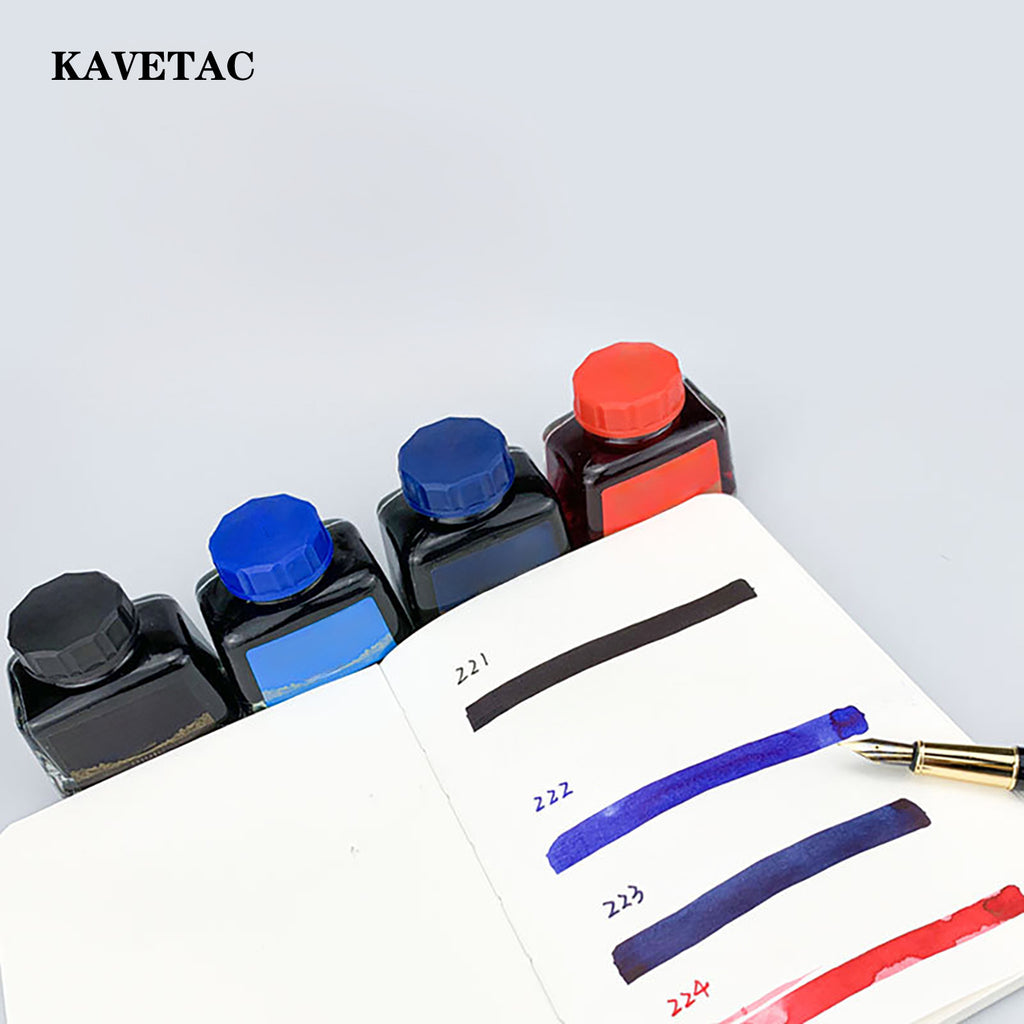 KAVETAC Drawing Ink, 4-Color Non-Carbon Bottled Ink Set for Fountain Pens & Art Sketching