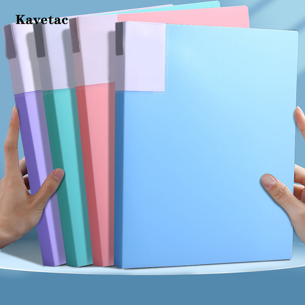 KAVETAC Plastic Adhesive File Folder, A4 Clear Document Organizer with 40 Pockets