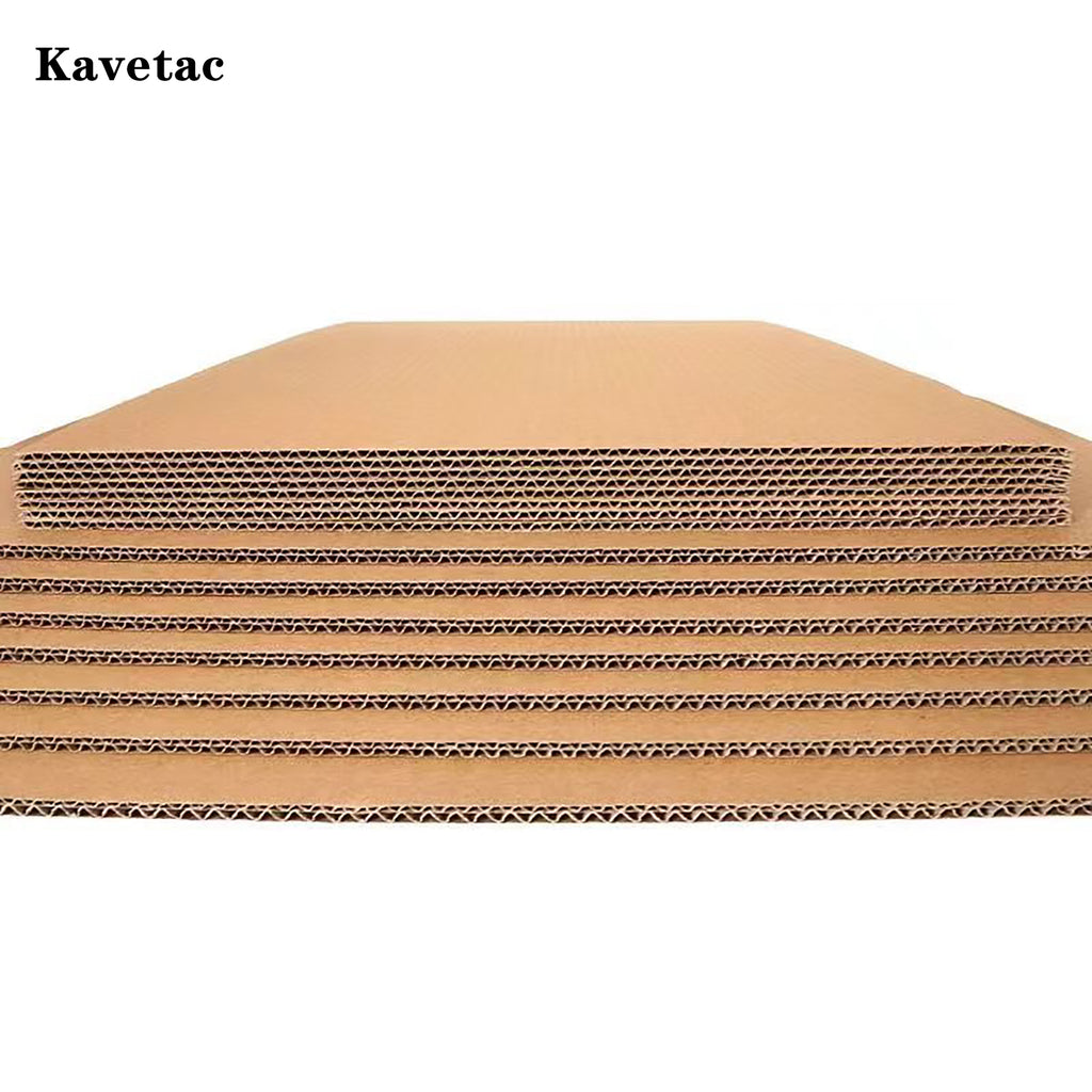 KAVETAC Corrugated Cardboard Sheets, 3-Ply Thick Customizable Kraft Paper for Shipping Packaging & DIY Crafts