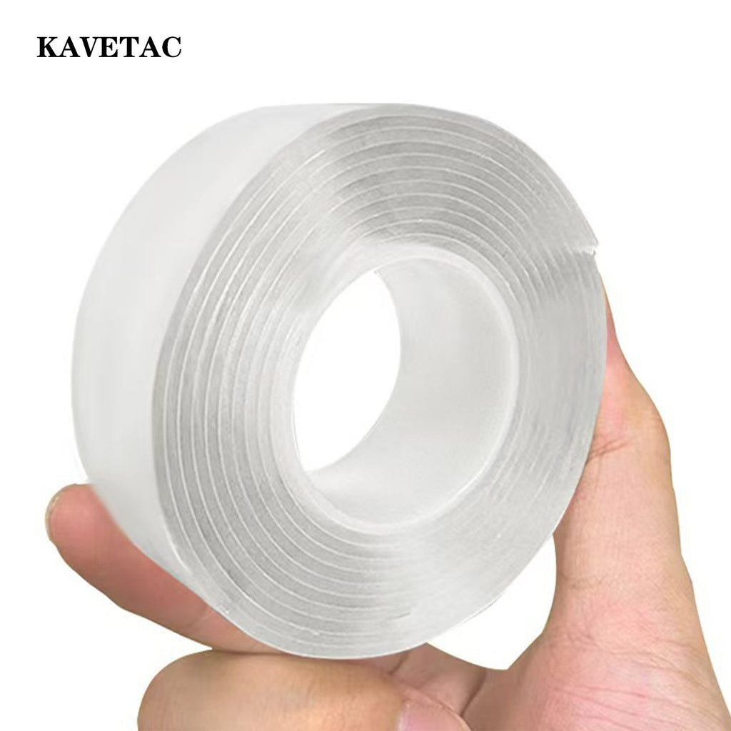 KAVETAC Strong Double Sided Tape Heavy Duty, Nano Reusable, Removable, Washable Double Stick Tape for Wall, Multipurpose Clear Adhesive High Temperature Tape 1.18" x 120"(10 Feet)