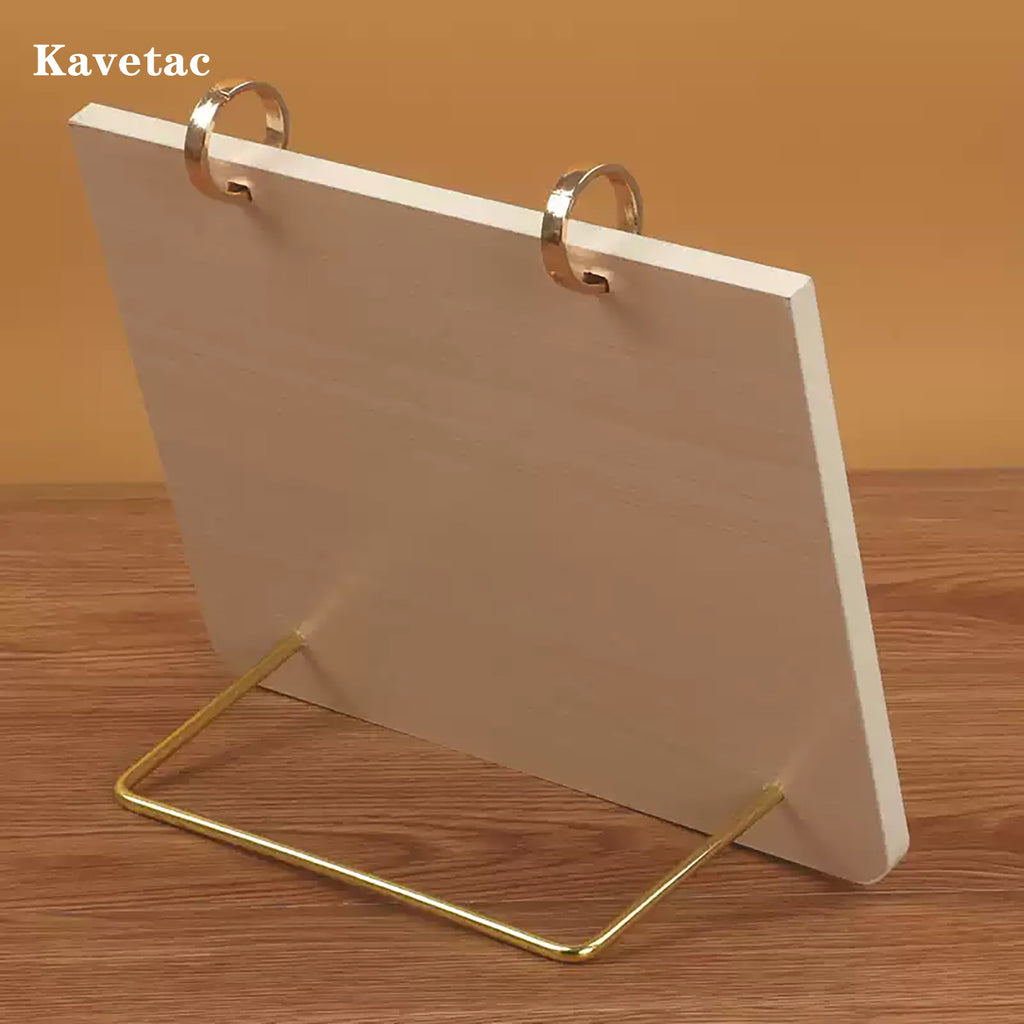 KAVETAC 12x12cm Natural Wood Desk Calendar Holder, Sturdy Calendar Stand for Custom DIY Calendars
