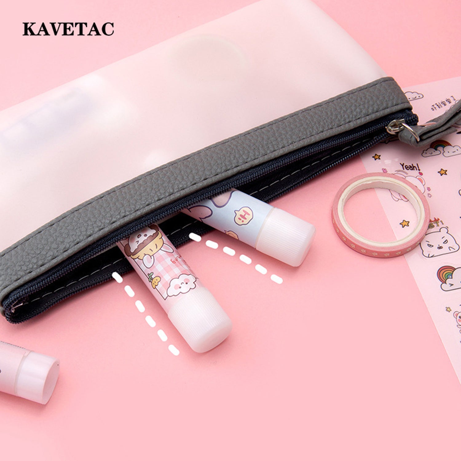 KAVETAC Glues for Office Use, 4-Pack Cute Cartoon Solid Glue Sticks, Strong Adhesive & Easy to Carry for Crafts & Documents