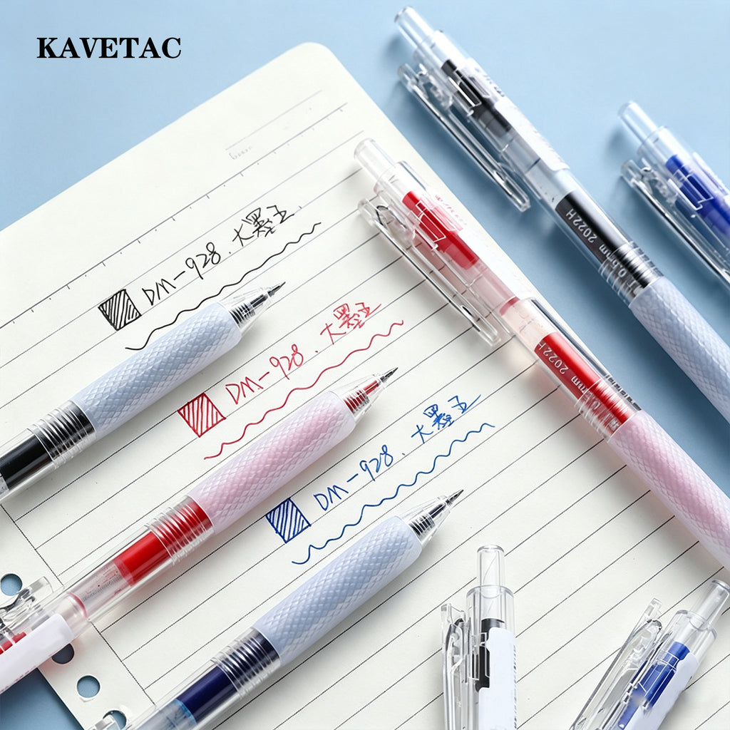 KAVETAC Pens, 10-Pack Retractable Gel Pens with 3 Colors, Large Ink Capacity Non-Slip for Exams & Note-Taking