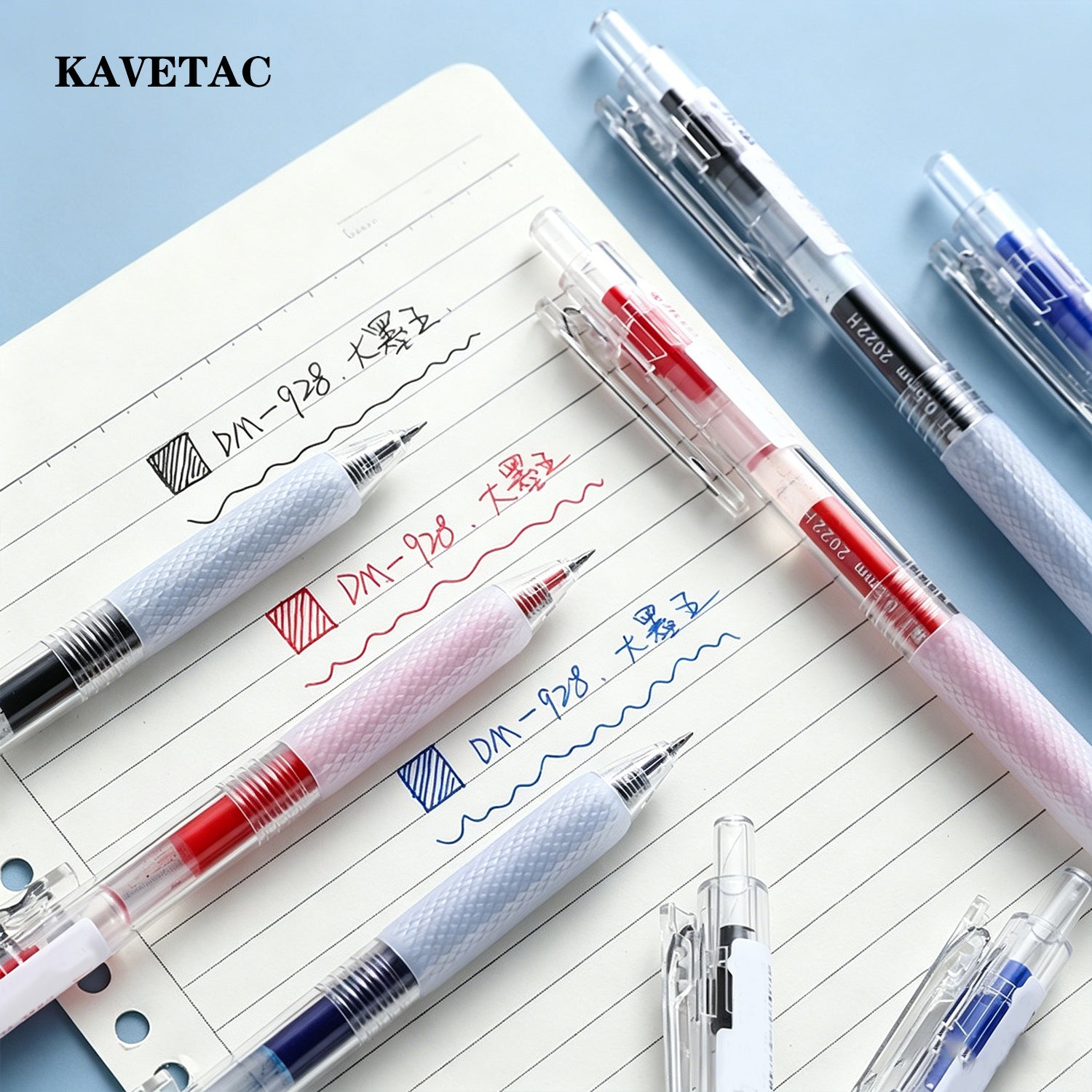 KAVETAC Pens, 10-Pack Retractable Gel Pens with 3 Colors, Large Ink Capacity Non-Slip for Exams & Note-Taking
