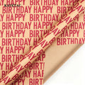 KAVETAC Birthday Kraft Wrapping Paper, 2 Colors (Red/Beige), 50×70cm Gift Wrap Sheets