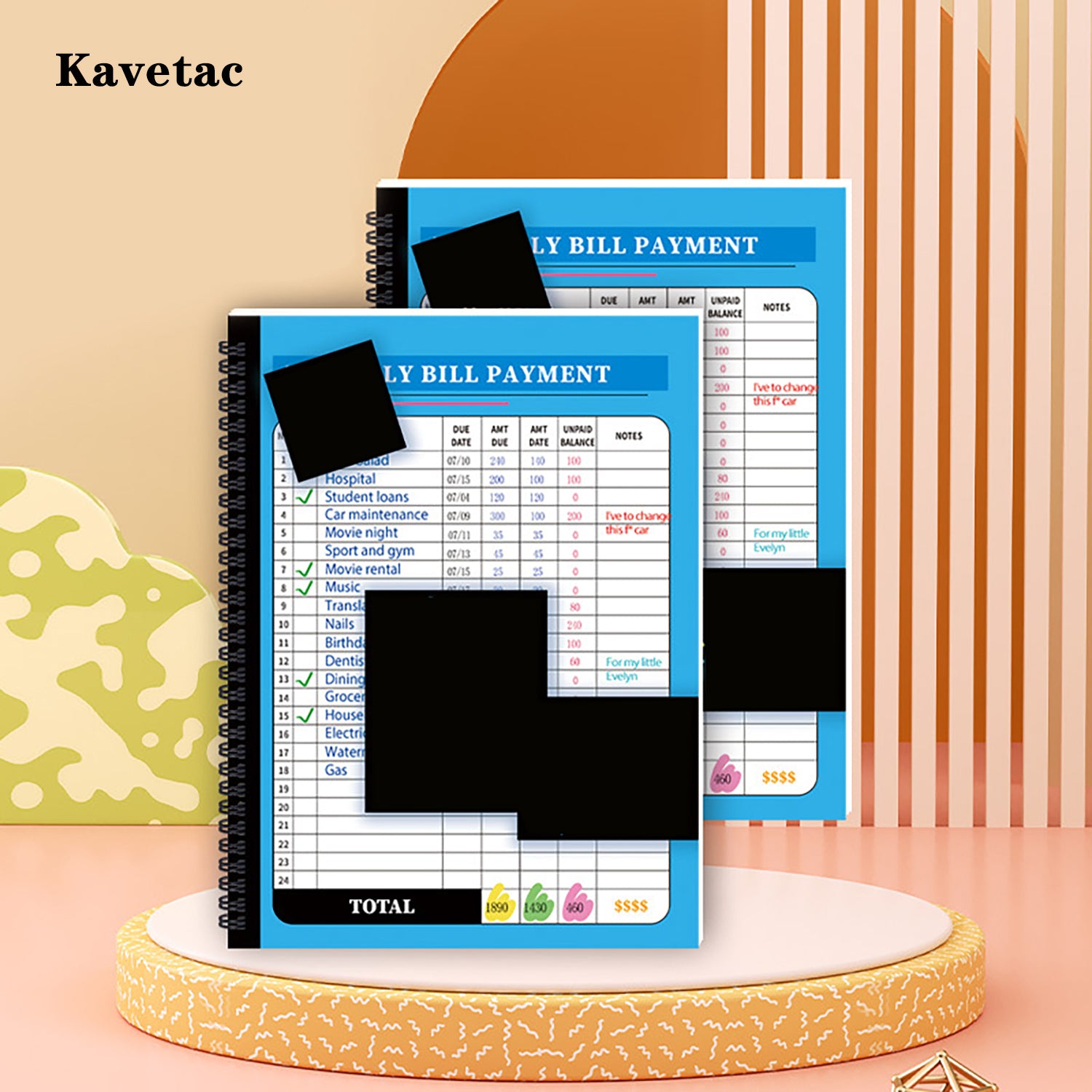 KAVETAC 48 Months Bill Payment Tracker Account Book, A5 Size Budget Planner Notebook for Home and Office