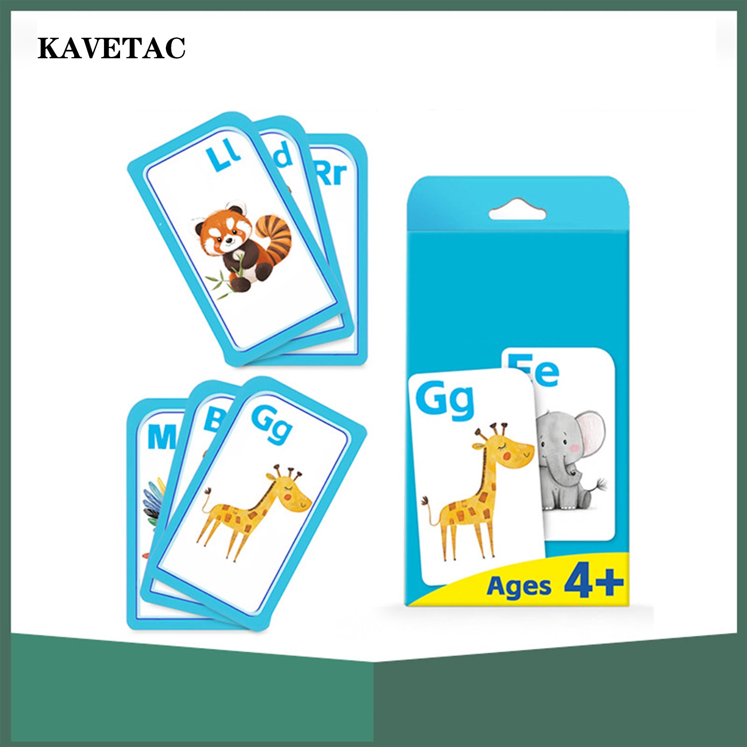 KAVETAC Early education vocabulary cards featuring English words for animals