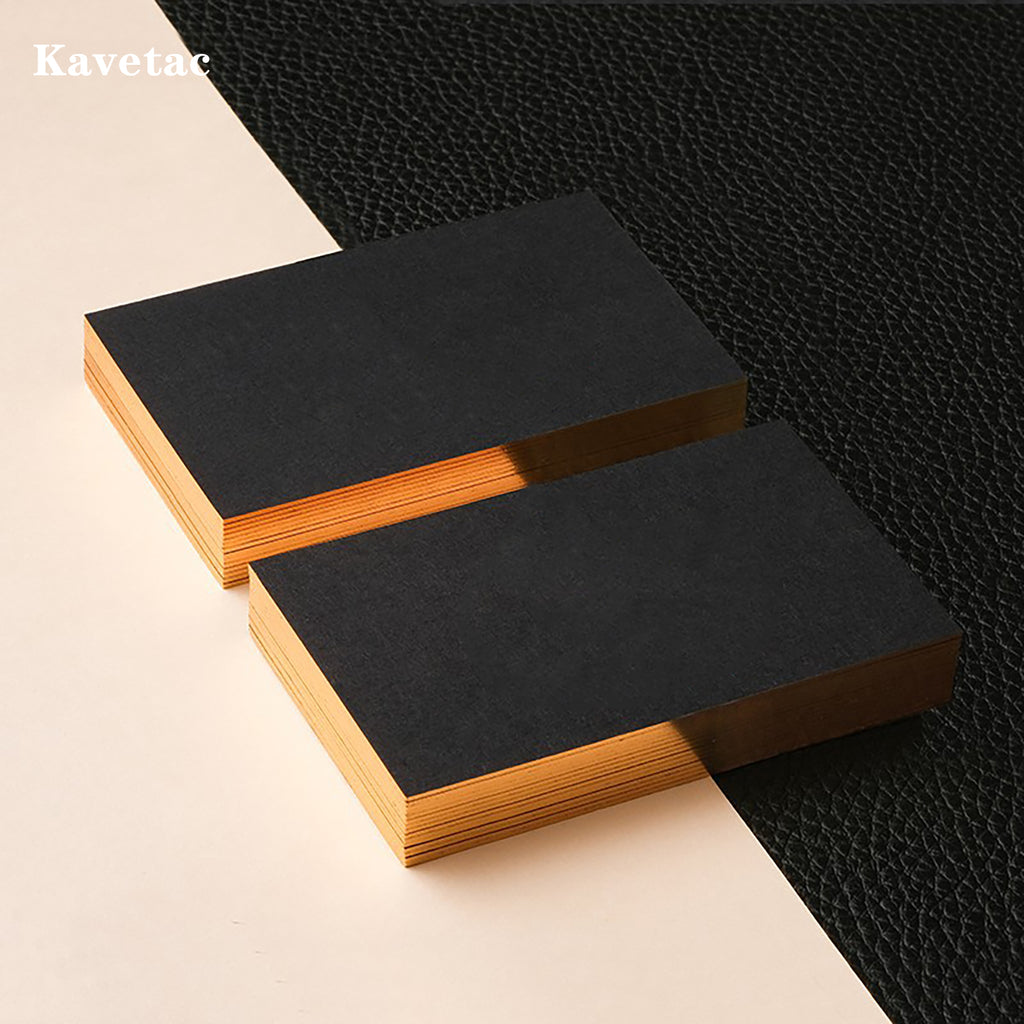 KAVETAC 100pcs Personalized Visiting Cards, Custom Black Cardstock with Embossed Detail