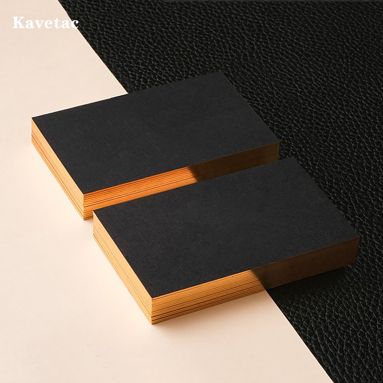 KAVETAC 100pcs Personalized Visiting Cards, Custom Black Cardstock with Embossed Detail