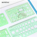 KAVETAC Drawing Templates, 6-Pack Geometric Stencil Ruler Set, Multi-Shape Plastic Drafting Templates for School, Office & Art Projects