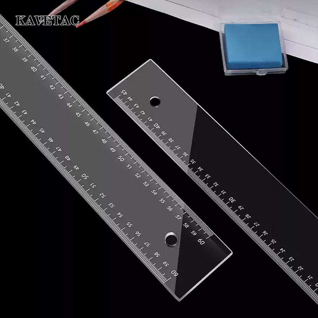 KAVETAC Precision Drawing Rulers, Laser-Cut Clear Plastic Rulers, Non-Bending Measuring Tools for Drafting & Art Projects