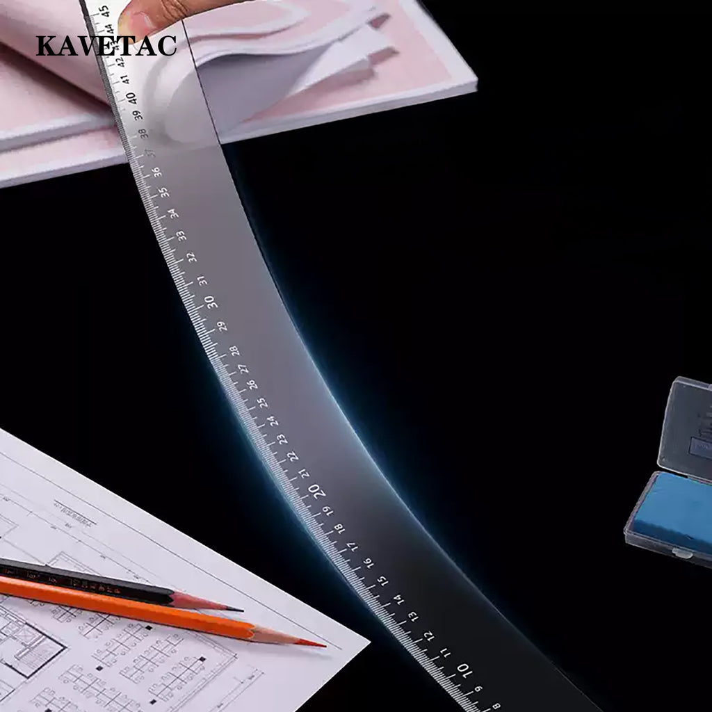 KAVETAC Precision Drawing Rulers, Laser-Cut Clear Plastic Rulers, Non-Bending Measuring Tools for Drafting & Art Projects