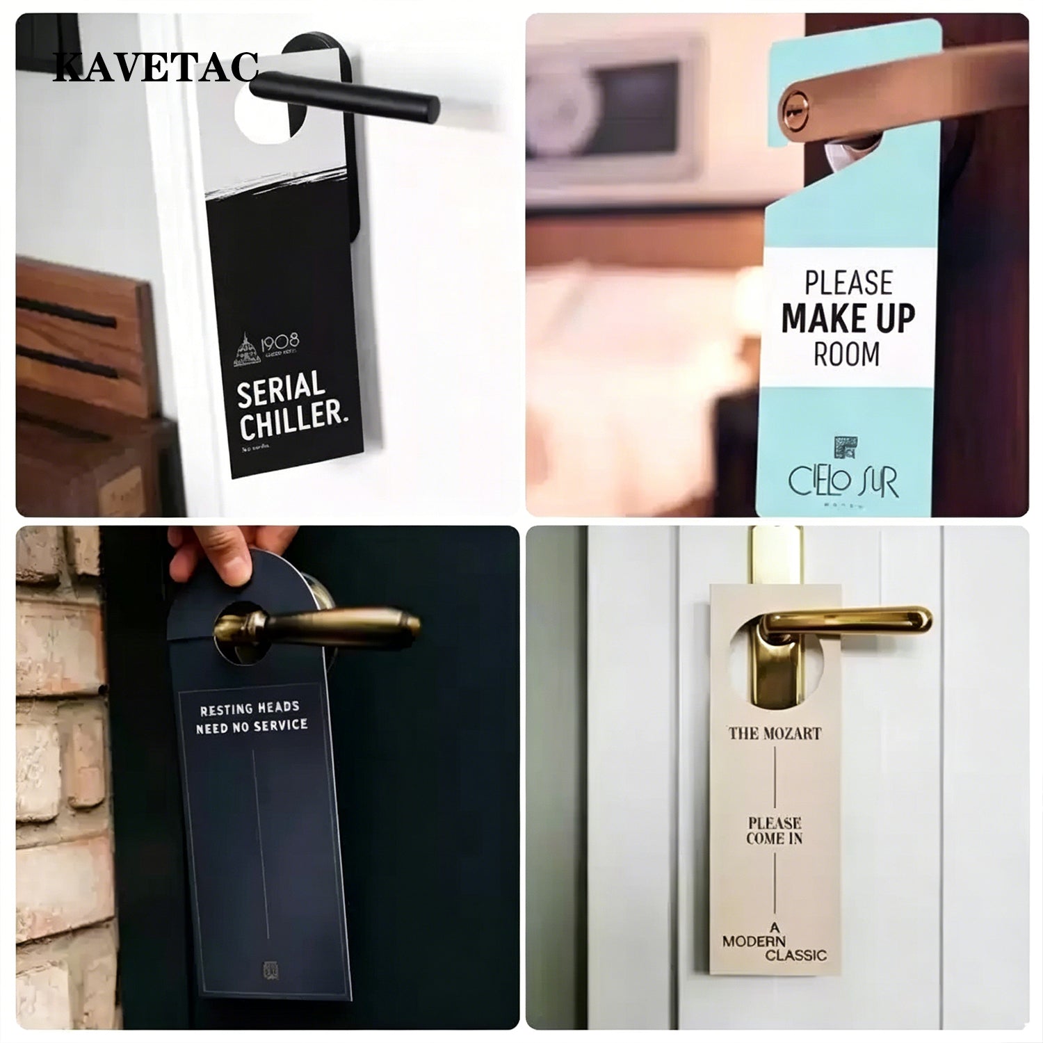 KAVETAC Custom Door Hangers, 200PCS Paper Tags for Hotels, Homestays & Offices, Various Shapes & Designs Available