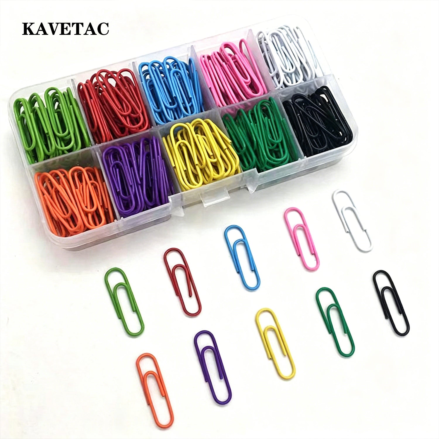 KAVETAC Paper-Clips, 10-Color Assorted Metal Paper Clips, Rust-Resistant for Document Organization & Crafts
