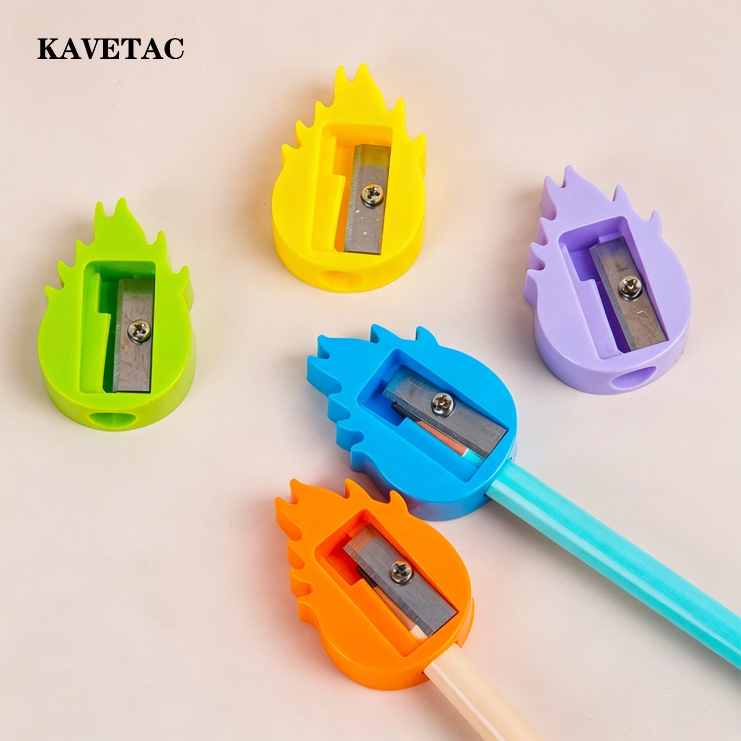 KAVETAC Pencil Sharpeners, 5-Pack with 3 Styles Available, Colorful Plastic Pencil Sharpener for Students