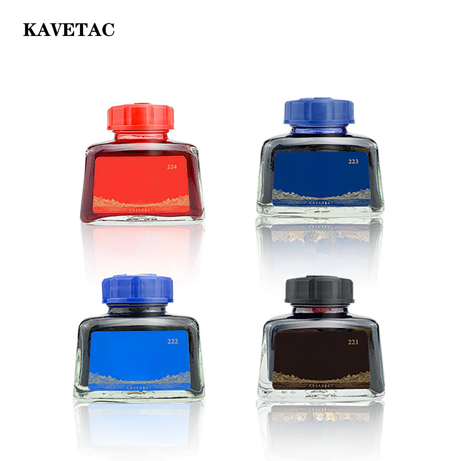 KAVETAC Drawing Ink, 4-Color Non-Carbon Bottled Ink Set for Fountain Pens & Art Sketching