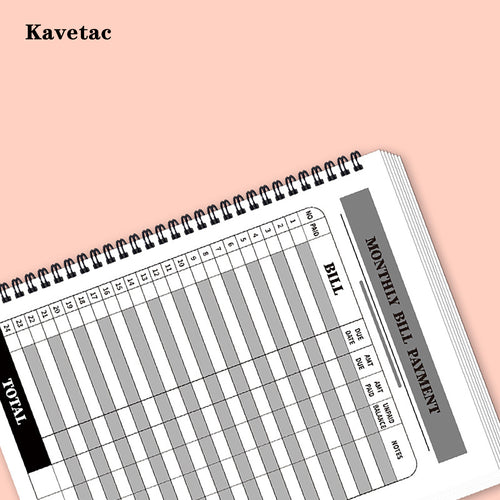 KAVETAC 48 Months Bill Payment Tracker Account Book, A5 Size Budget Planner Notebook for Home and Office