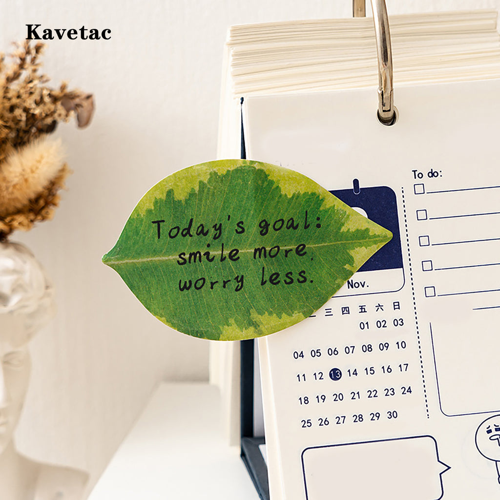KAVETAC Creative Leaf Sticky Notes, Self-Adhesive Memo Pads for Scrapbooking & Journaling