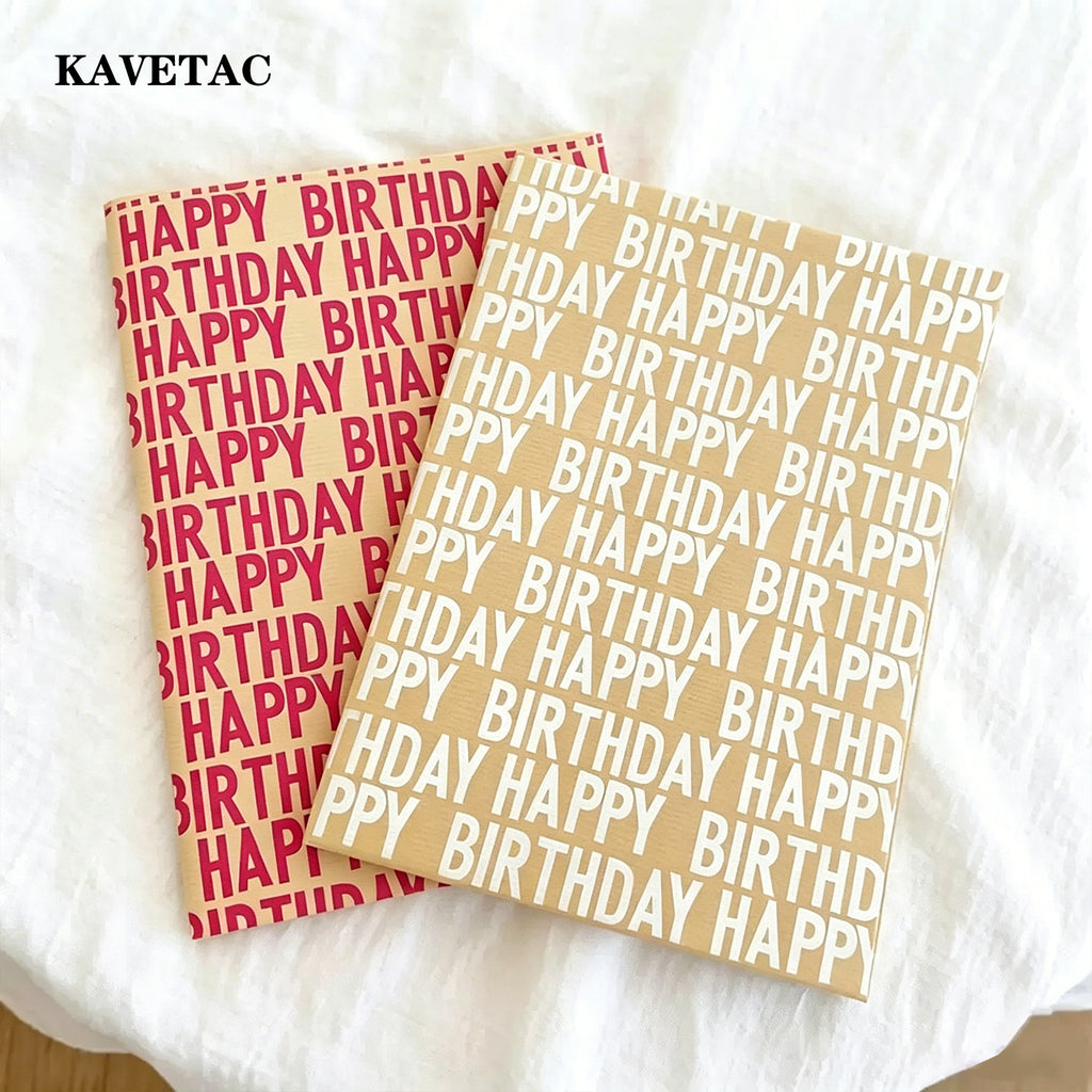 KAVETAC Birthday Kraft Wrapping Paper, 2 Colors (Red/Beige), 50×70cm Gift Wrap Sheets