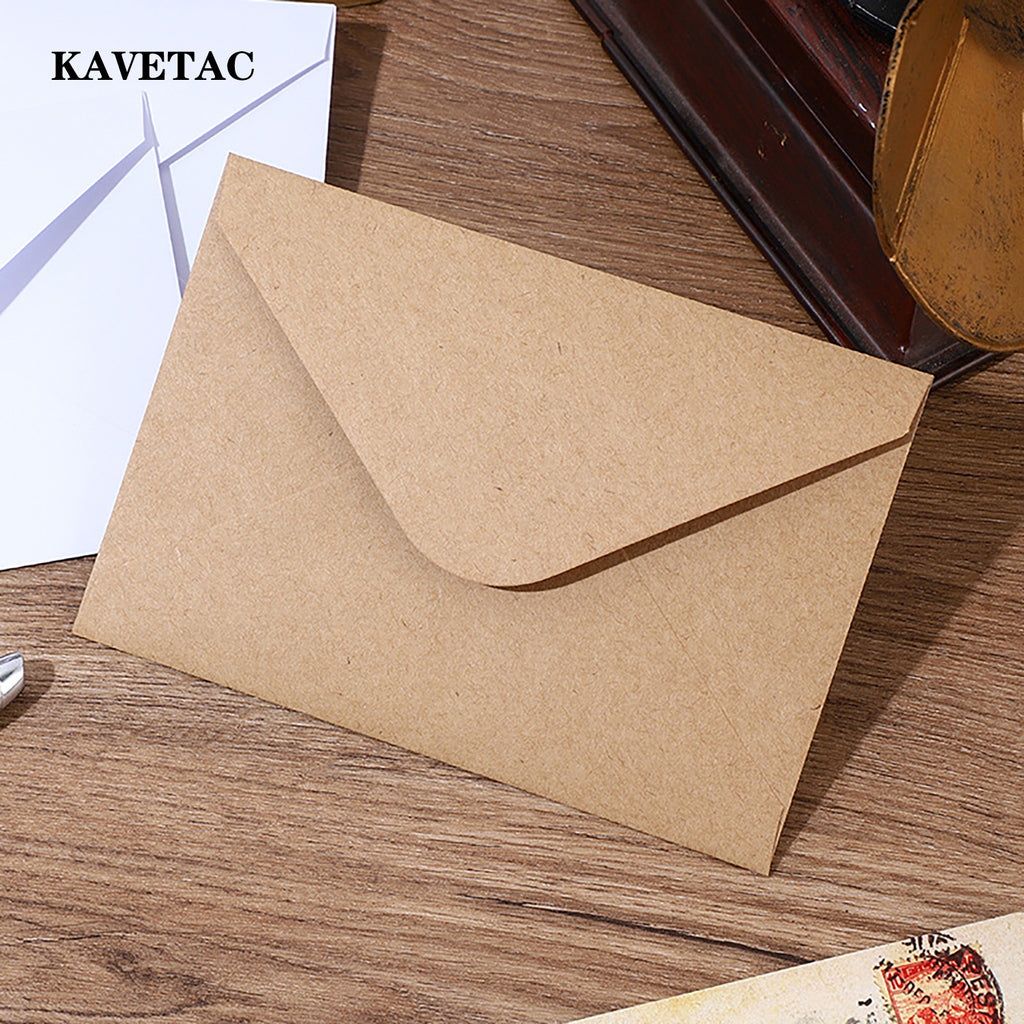 KAVETAC 6-Pack White & Kraft Envelopes, C6 Size Gummed Seal Thick Paper Envelopes for Office, Wedding & Holiday Cards