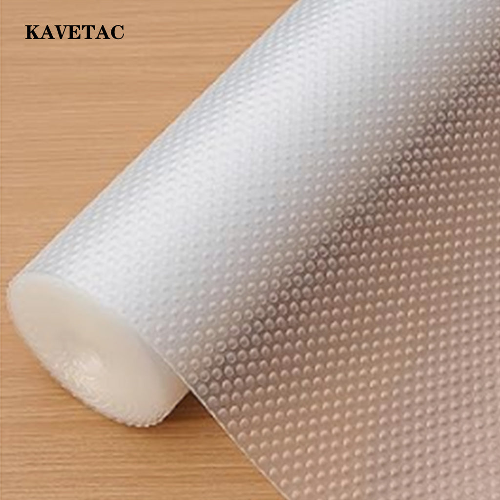 KAVETAC Shelf Liners Drawer Liner for Kitchen Cabinets Self-Adhesive Non Slip, Refrigerator Mats for Shelves, EVA Plastic Cupboard Protector, Waterproof Lining (Clear Dot, 10 in x 20 ft)