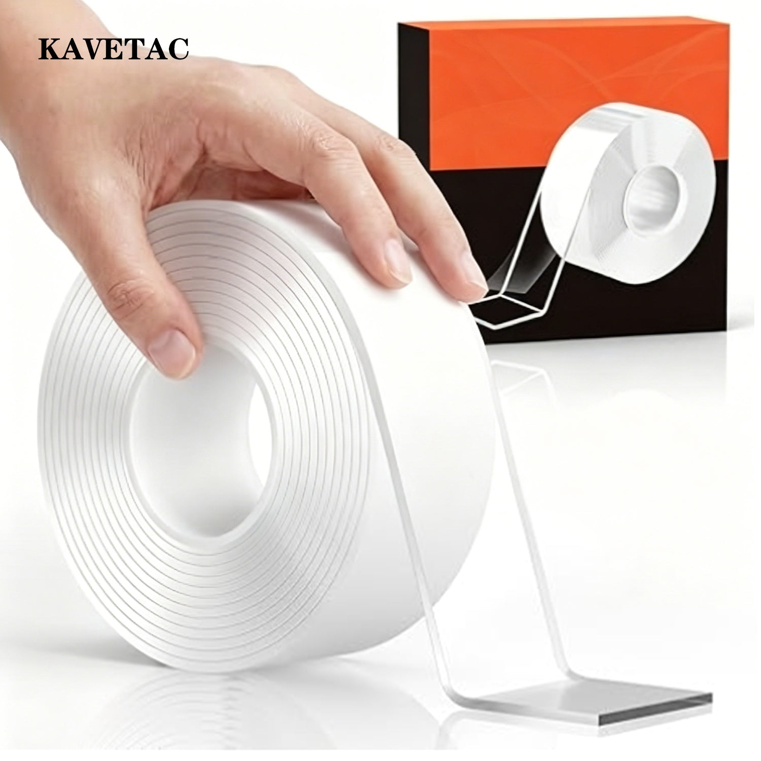 KAVETAC Strong Double Sided Tape Heavy Duty, Nano Reusable, Removable, Washable Double Stick Tape for Wall, Multipurpose Clear Adhesive High Temperature Tape 1.18" x 120"(10 Feet)