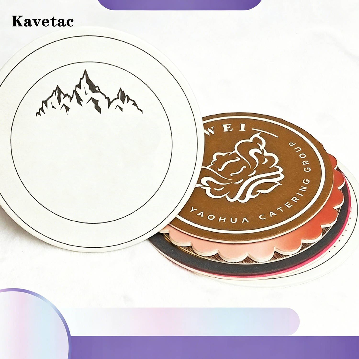 KAVETAC Paper Coasters, 100 Pack Absorbent Drink Coasters for Beer, Customizable Printed Bar Coasters