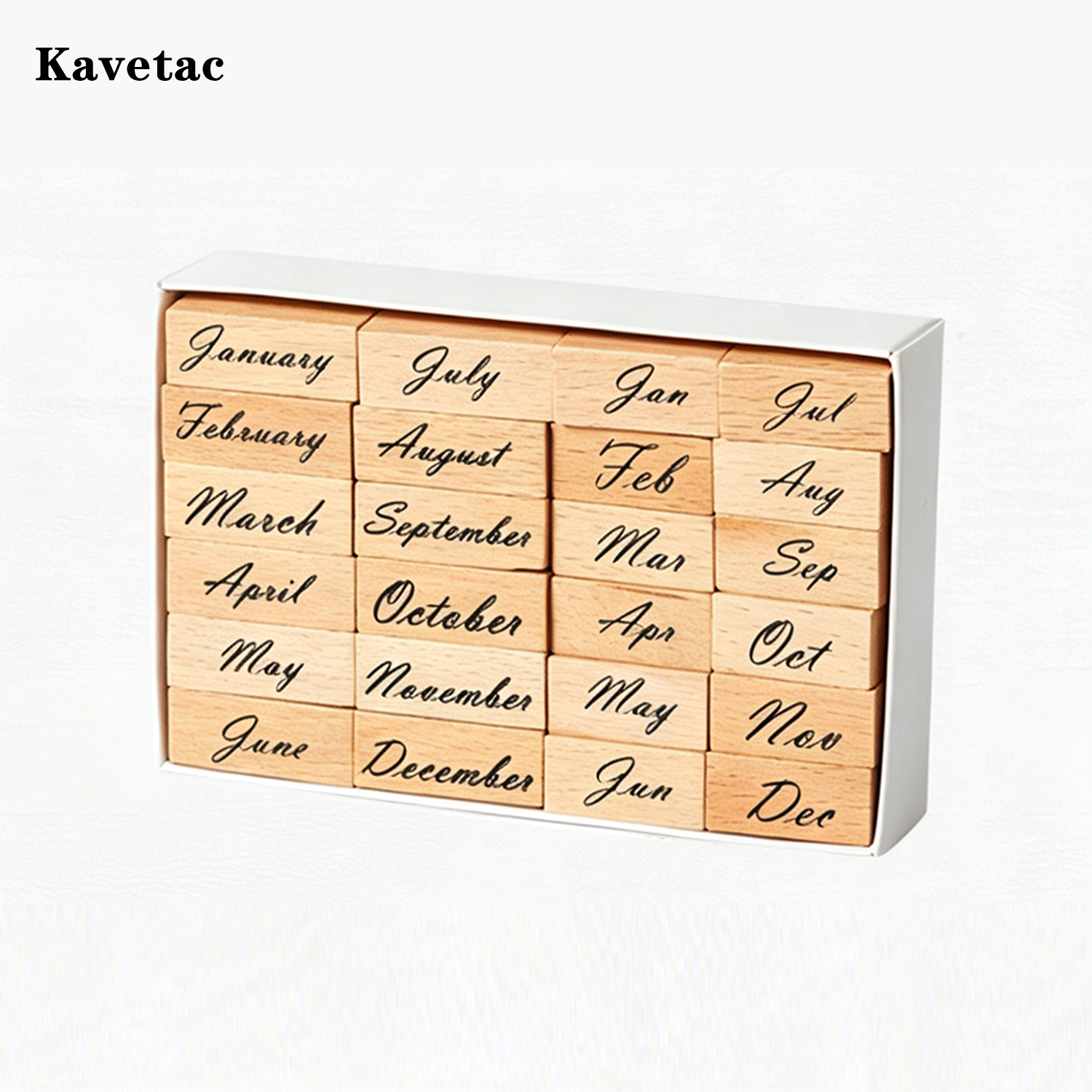 KAVETAC Date Indicators Stamps, Wooden Calendar Stamps with Days/Months/Numbers for Journaling & Crafts