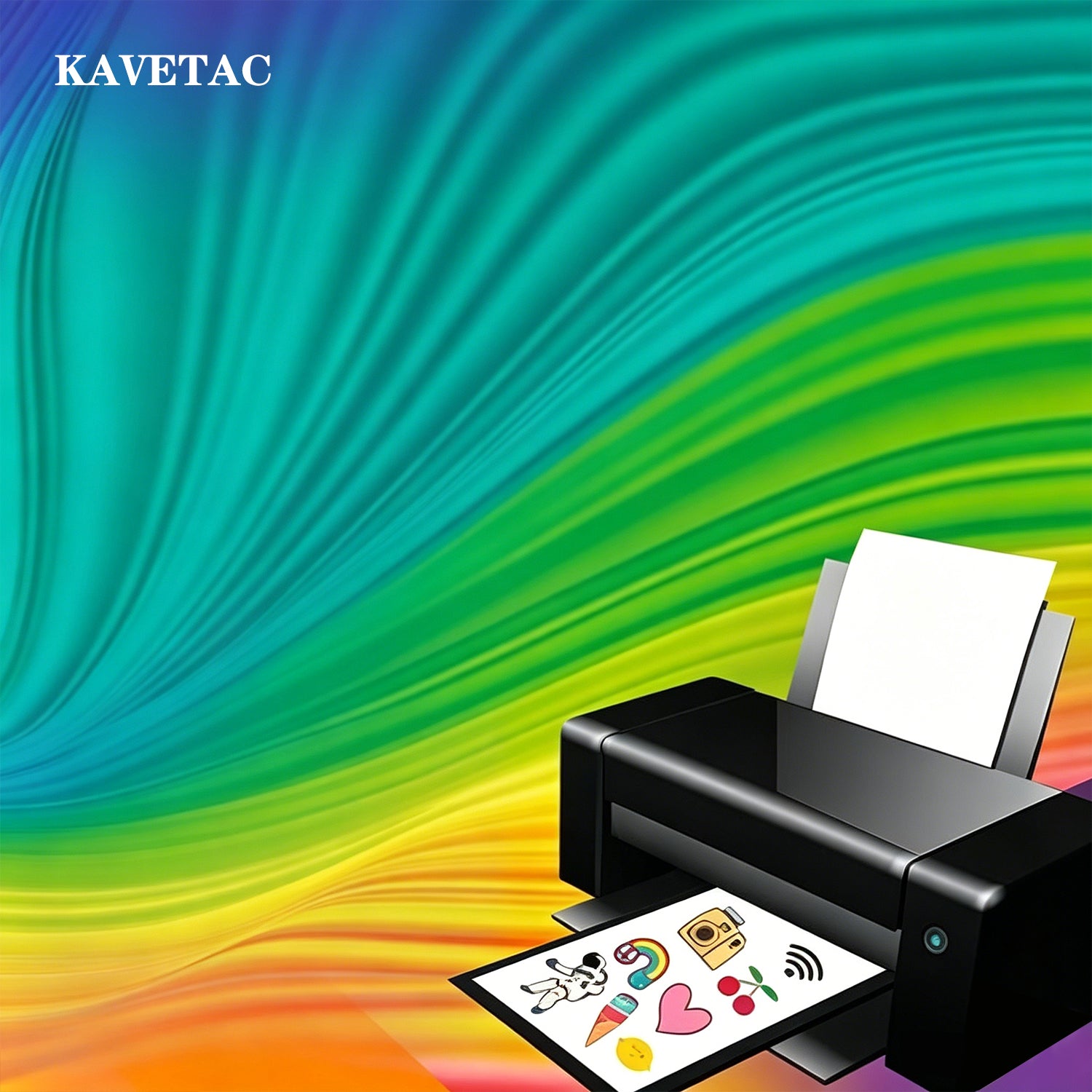 KAVETAC Premium Printable Vinyl Sticker Paper for Inkjet and Laser Printer - 100 White Matte Sticker Paper Waterproof - Excellent Adhesion Paper 8.5 x 11, Fast Dry, Holds Ink Well, Great for Cutting Machines